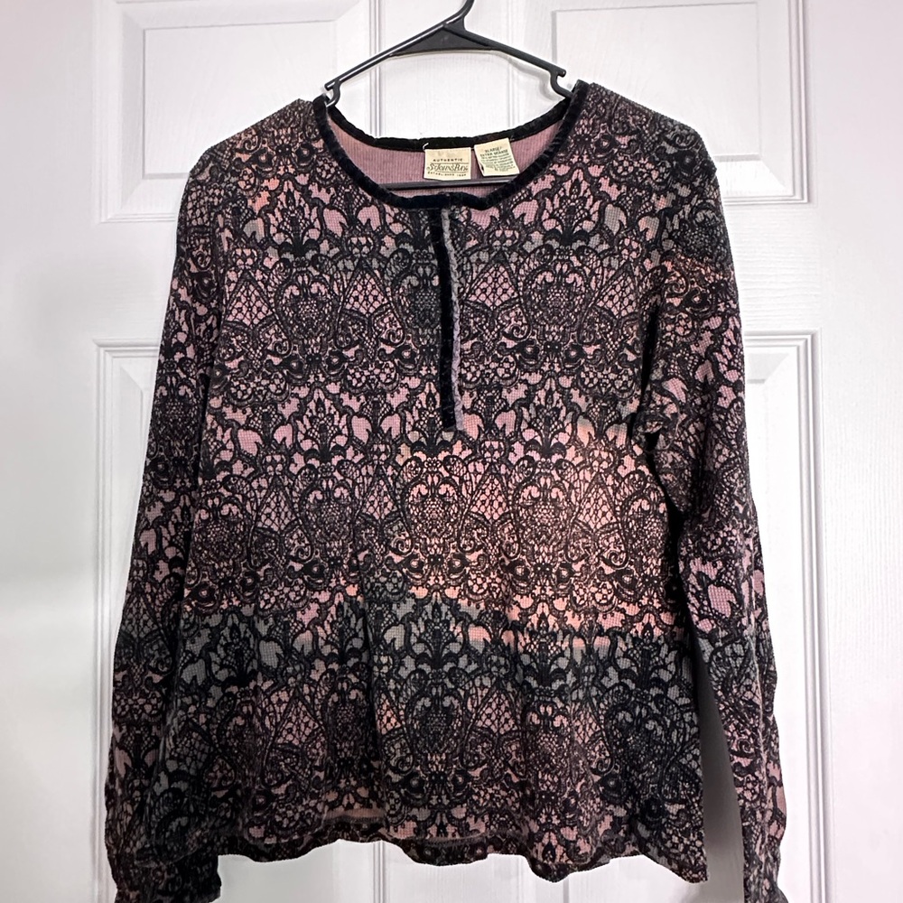 St. John's Bay Black and Pink Lace Blouse